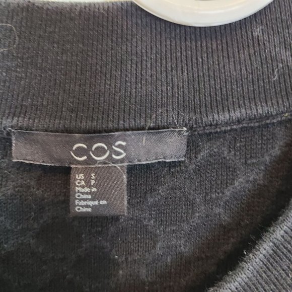 COS Womens S Black Textured Knit Longline Button Front Cardigan Sweater Pockets - Picture 7 of 9